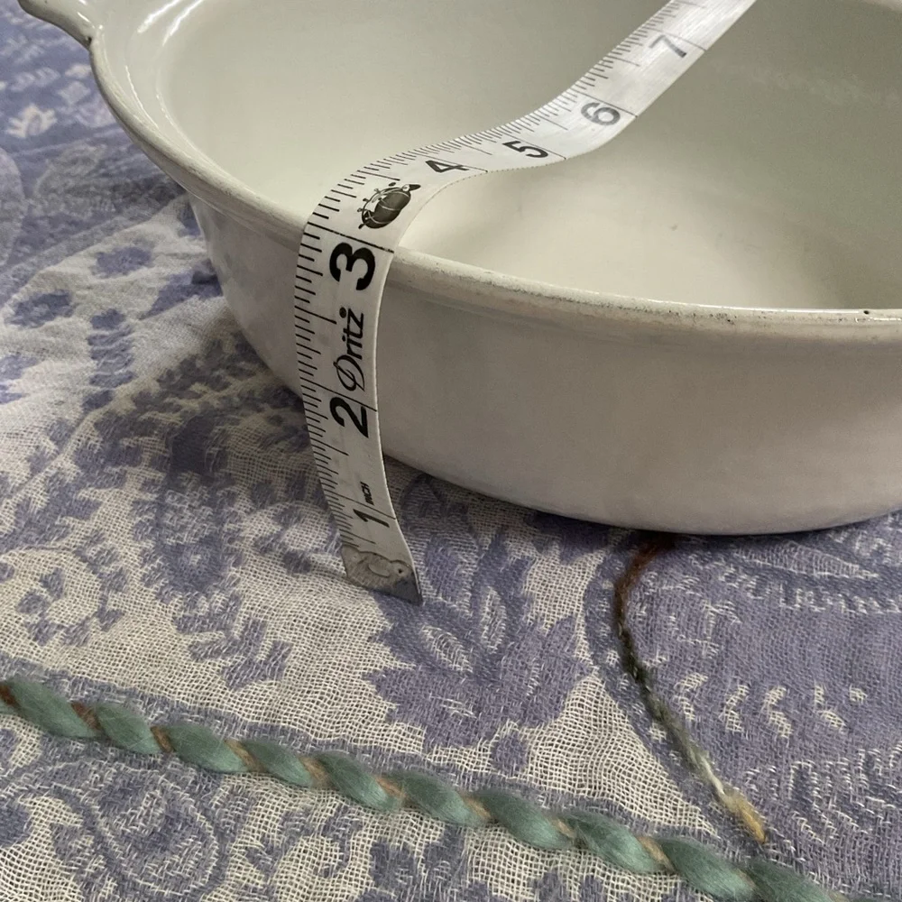 Vintage DRU Holland Enamel Cast Iron Mini Casserole White Dish No Lid
